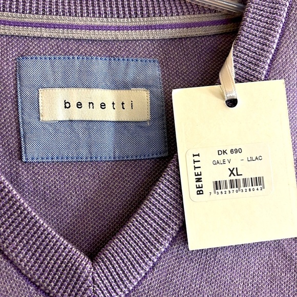 Benetti Cotton V-Neck Sweater Size XL NWT - Picture 4 of 14